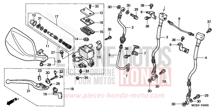 FR. BRAKE MASTER CYLINDER for Transalp 650 MUTE BLACK METALLIC (NH359) from 2001